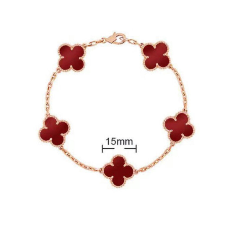 S925 Silver Clover Leaf Bracelet, 18k Gold Plated