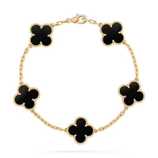 S925 Silver Clover Leaf Bracelet, 18k Gold Plated