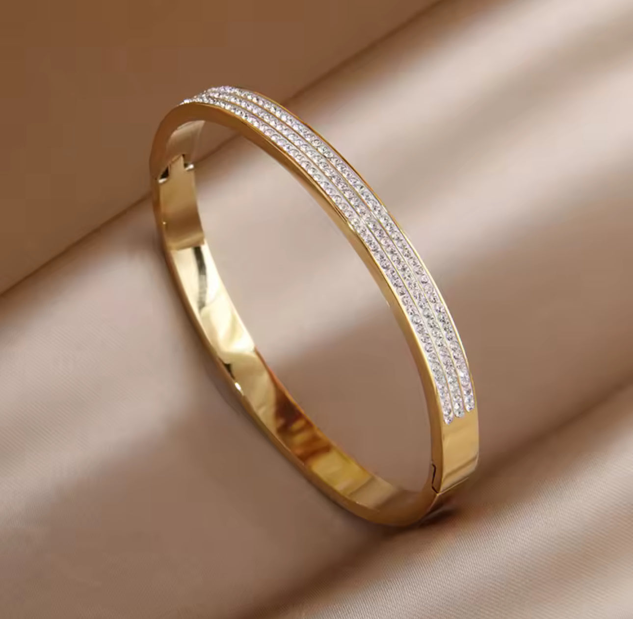 Stainless Steel 14K Gold Plated Bangle Bracelet, Anti-tarnish