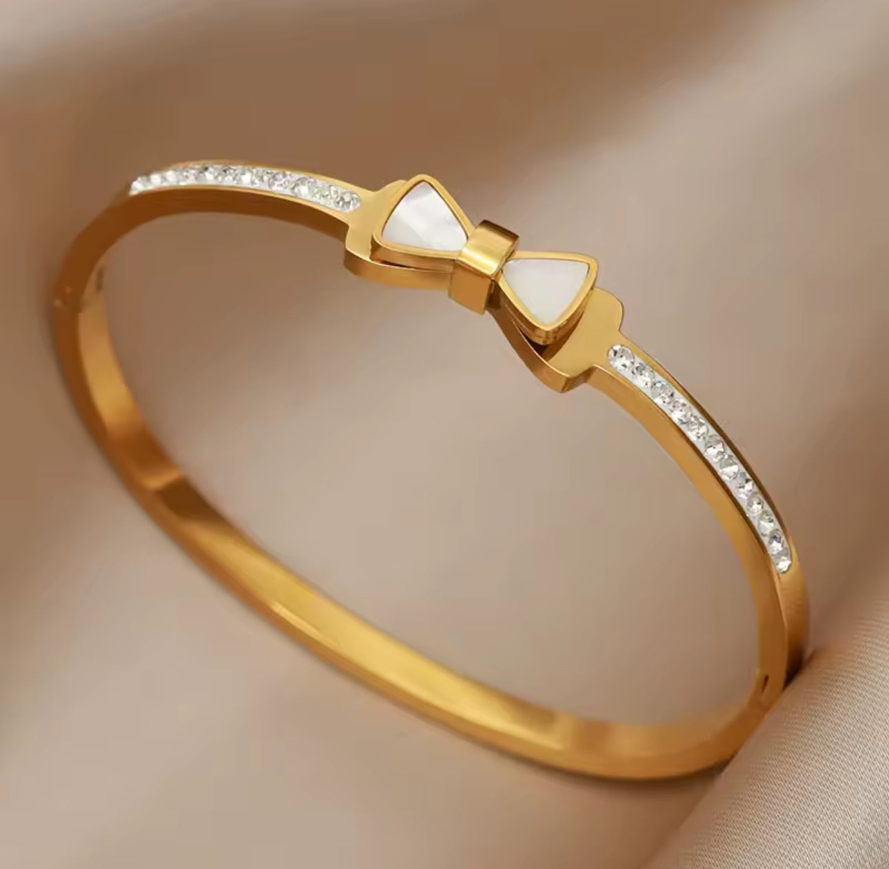 Stainless Steel 14K Gold Plated Bangle Bracelet, Anti-tarnish