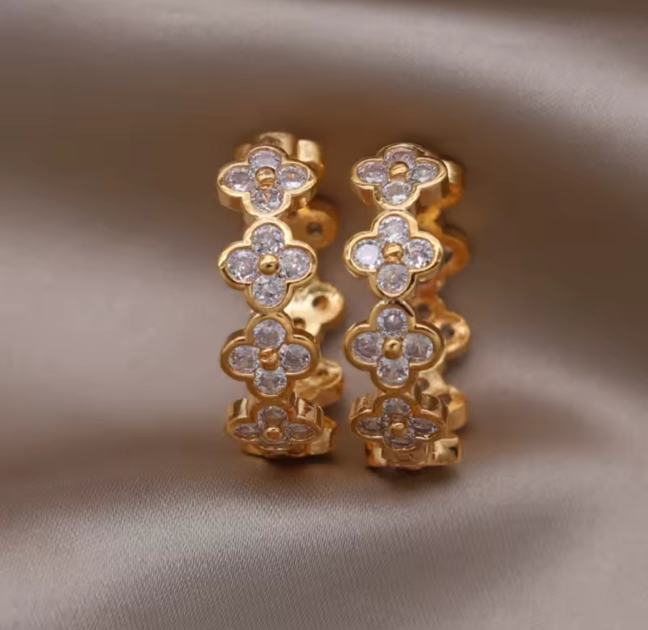 Crystal Flower Hoop Earrings