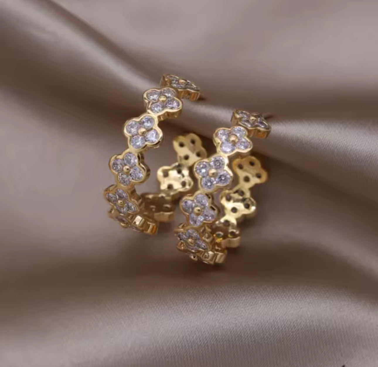 Crystal Flower Hoop Earrings